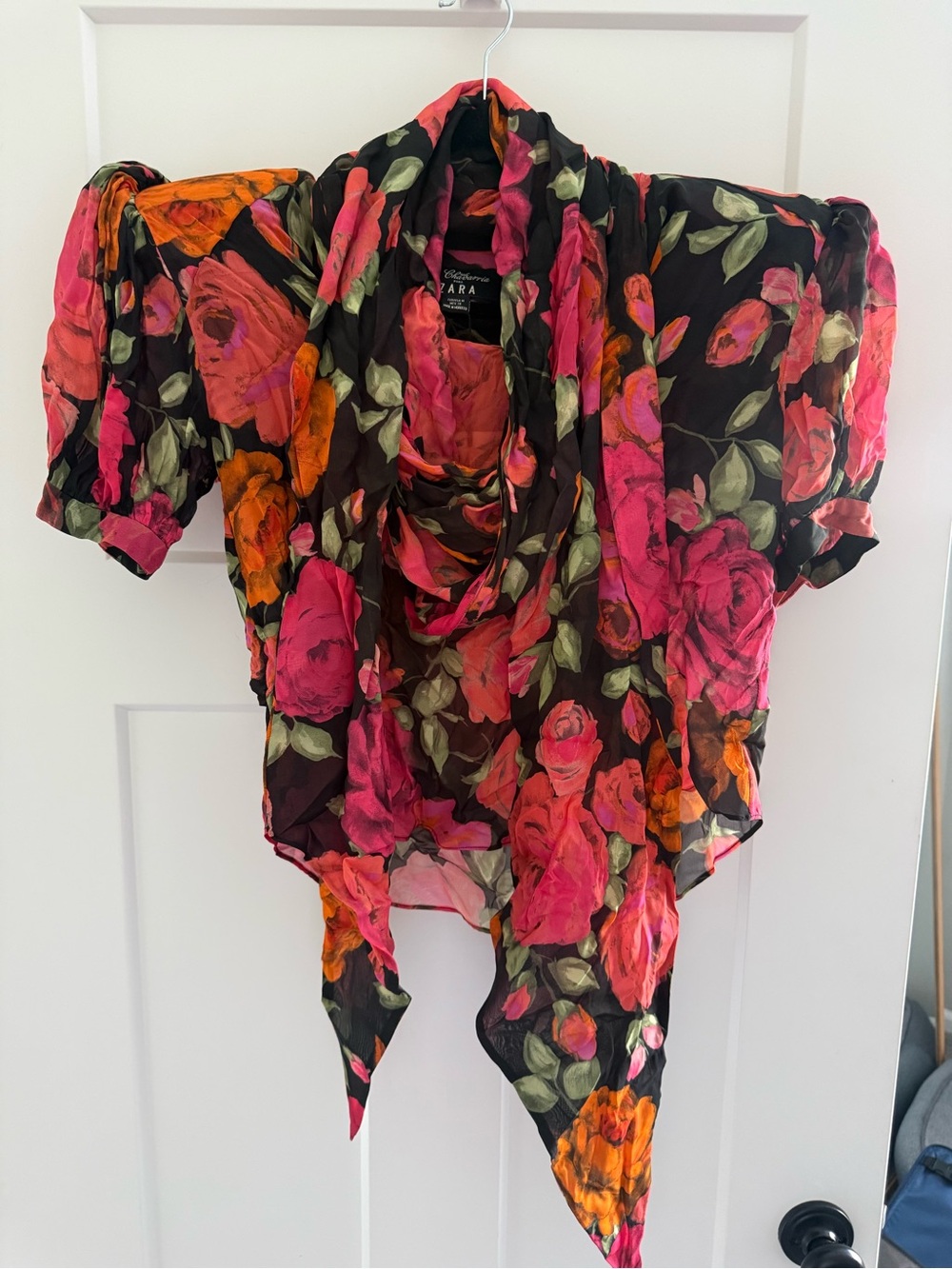 Willy Chavarria x Zara Floral Tie-Neck Blouse – Size Medium – NWT